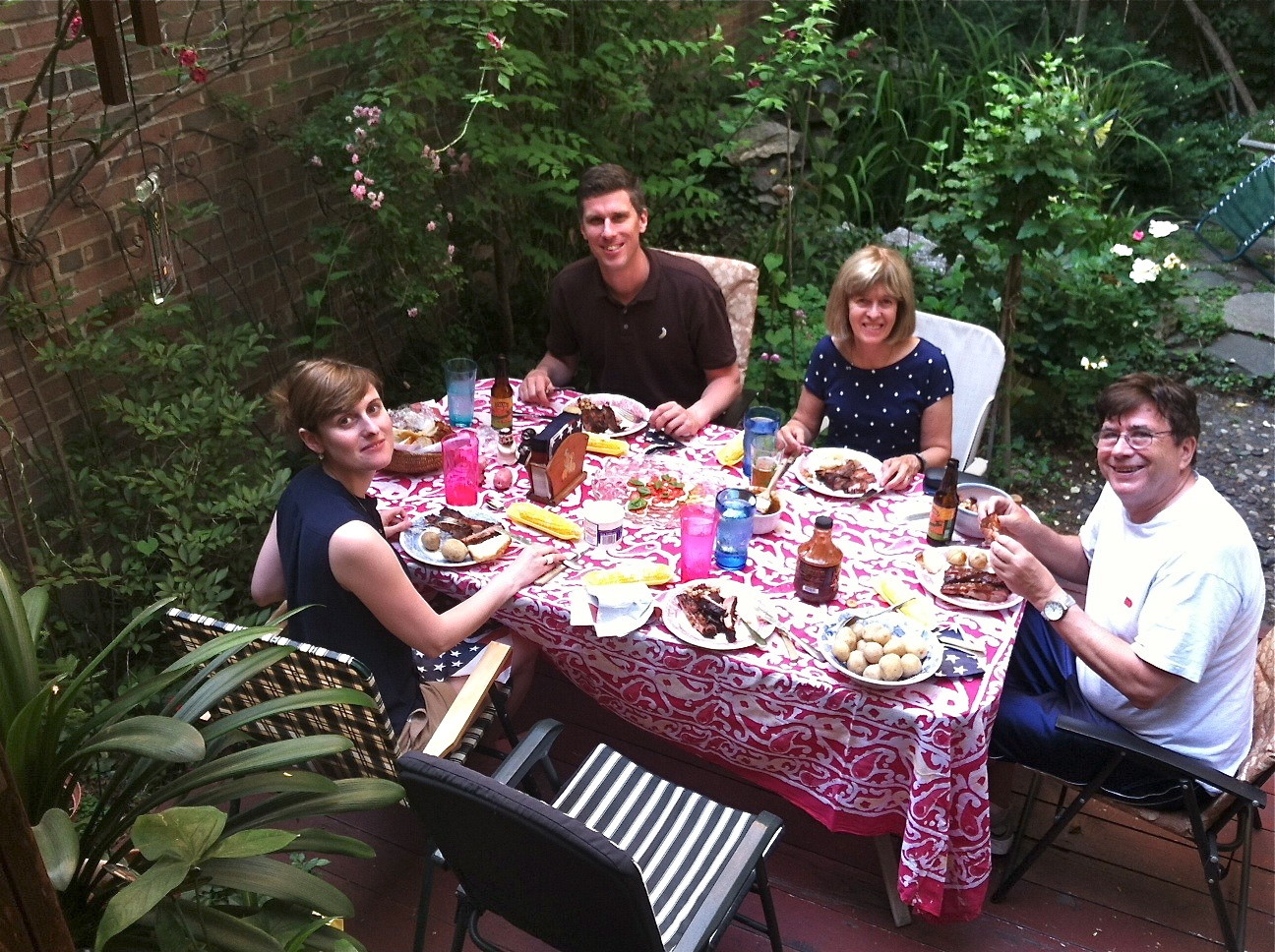 Anna Groner, Patrick, Nancy Hynes, John Wagner Barbecued Pork Ribs and Corn 6-24-14