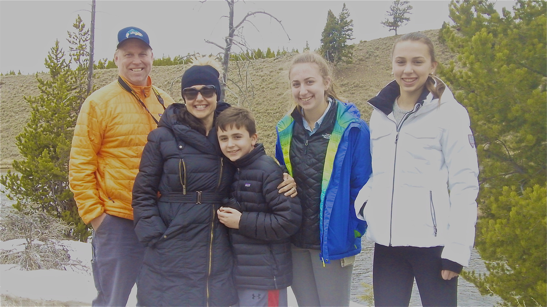 Stuart Jr., Allie, Stuart 3d, Gabby, and Emma Kagel at Yellowstone