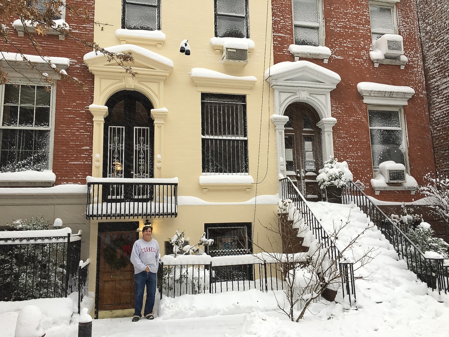 Blizzard in NYC, January 23, 2016; John in front of our house.