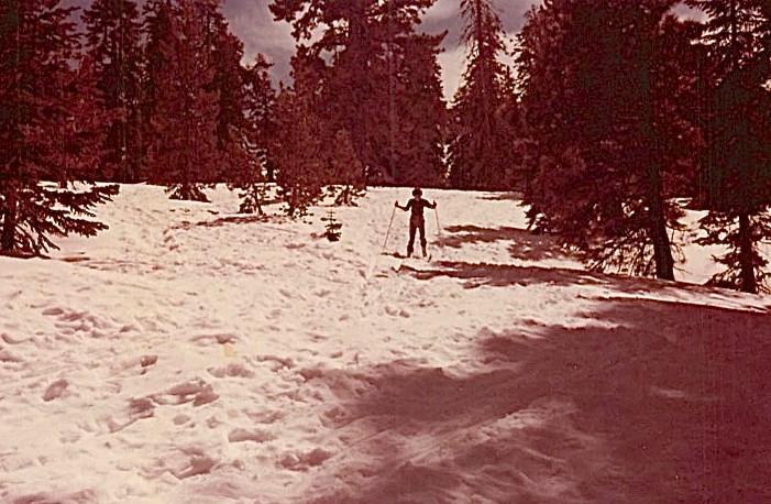 Barbara Levinson cross country skiing, March, 1979 Yosemite