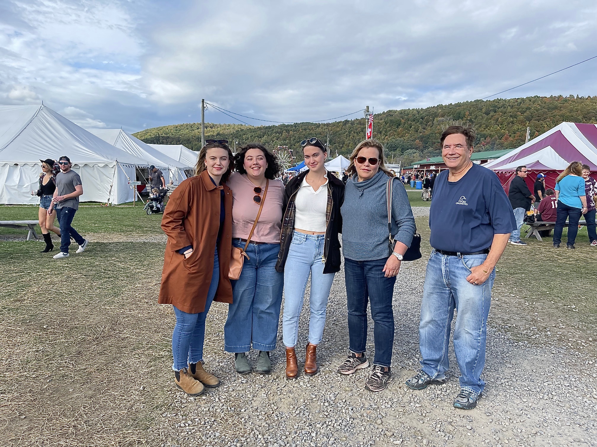 Kate, her friend Aimee, Ellie, Celeste, John, upstate NY, fall, 2021