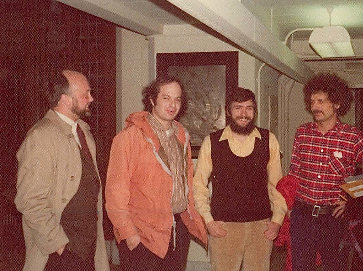 Drs. Robert Langridge, Mark Kirschner, John Wagner, Uli Laemmli at John's thesis defense, 1975 Princeton Univ. Biochemisty 