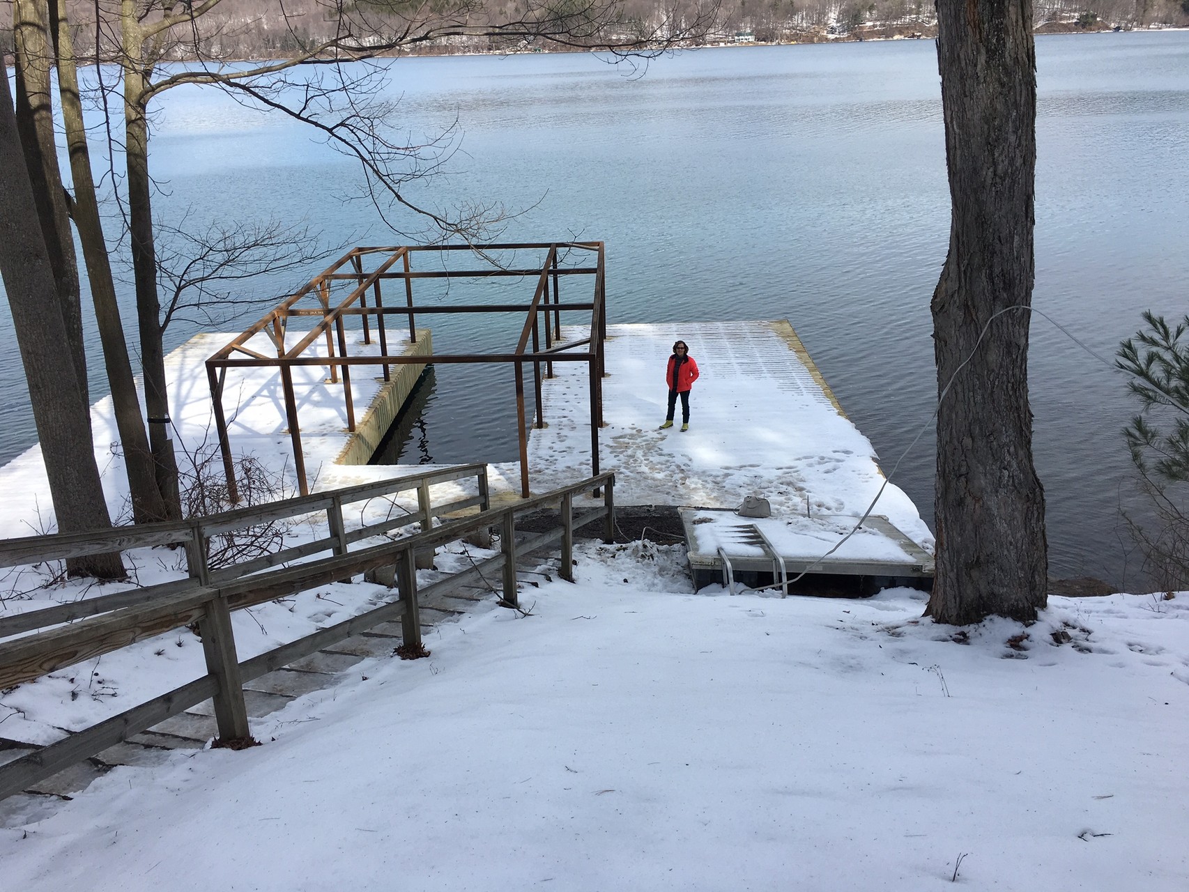 Lorraine on the new dock being built