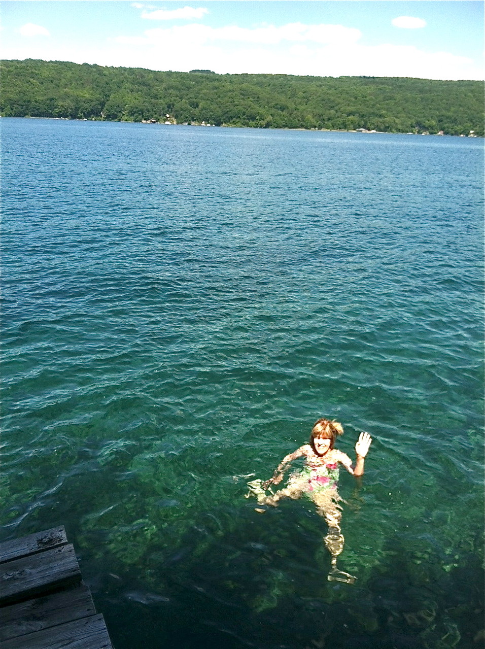 Nancy swimming, Skaneateles Lake