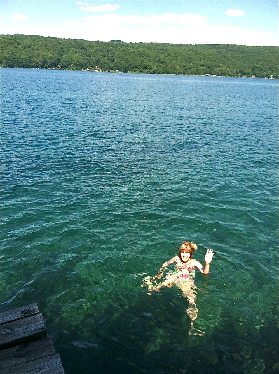 Nancy swimming, Skaneateles Lake