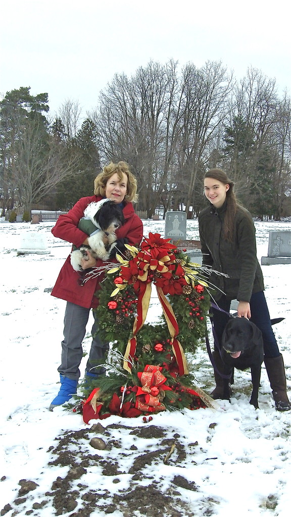 Lorraine & Ellie at Al's grave, Dec. 28, 2013..(Al's birthday)