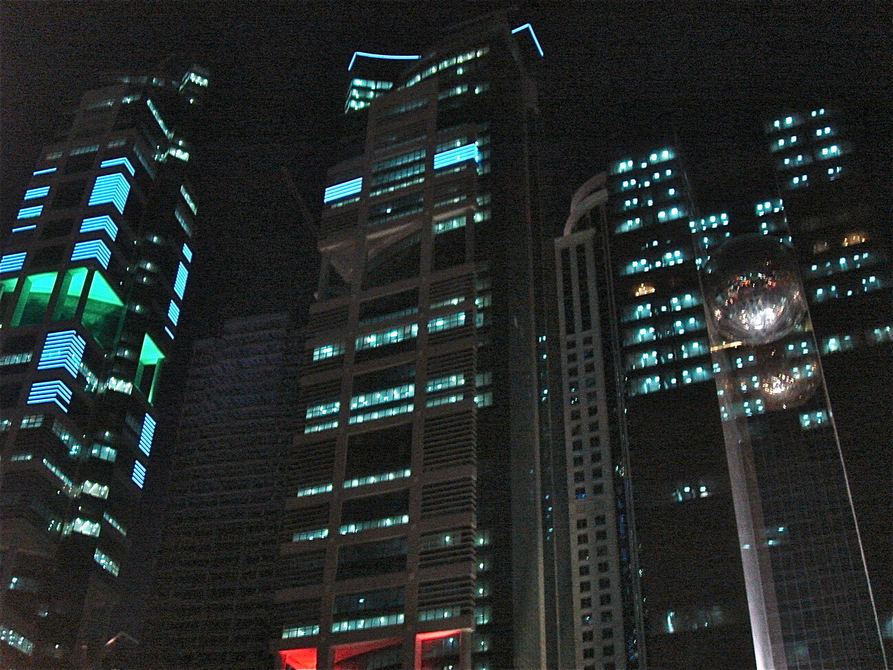 Lights on buildings at night, Downtown Doha