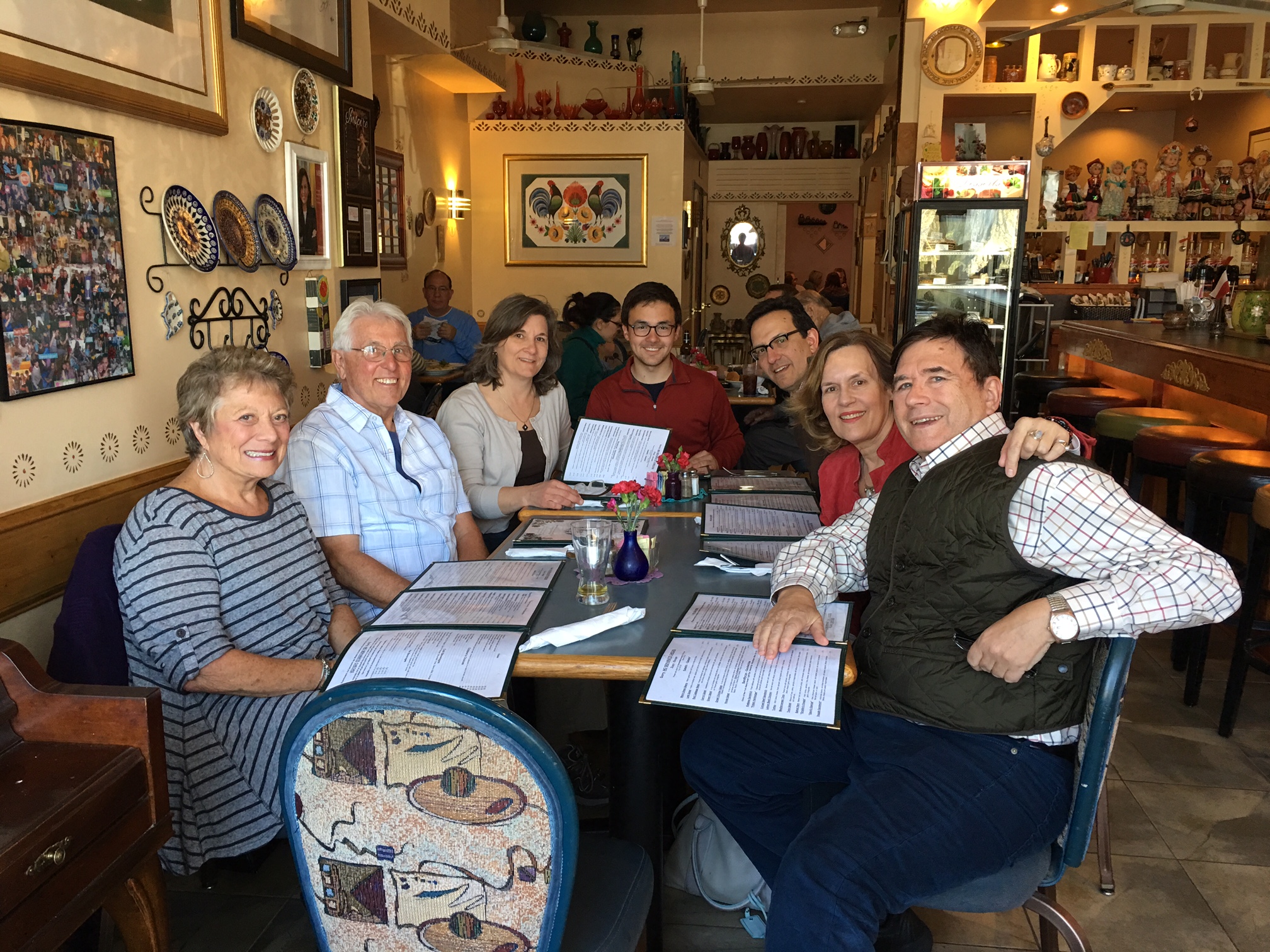 Dinner with Mary & Ron Lambrych, Cyndi, Trevan & Nick Signorelli, Lorraine, & John  Eva's Polish Restaurant April 23, 2016 Syracuse, NY. Ron is Cyndi & Lorraine's cousin.