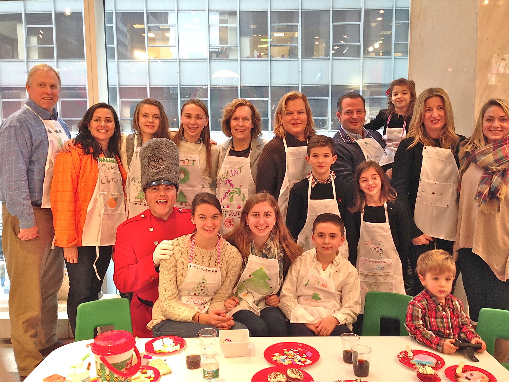 Dec. 21, 2014: Front: Ellie, Emma, Stuart 3d, Anthony; Middle, Eric the Soldier, Kristian, Angelina; Back: Stuart Jr., Allie, Kate, Gabby, Lorraine Celeste, Anthony, Brianna,Julie, babysitter....FAO Schwartz