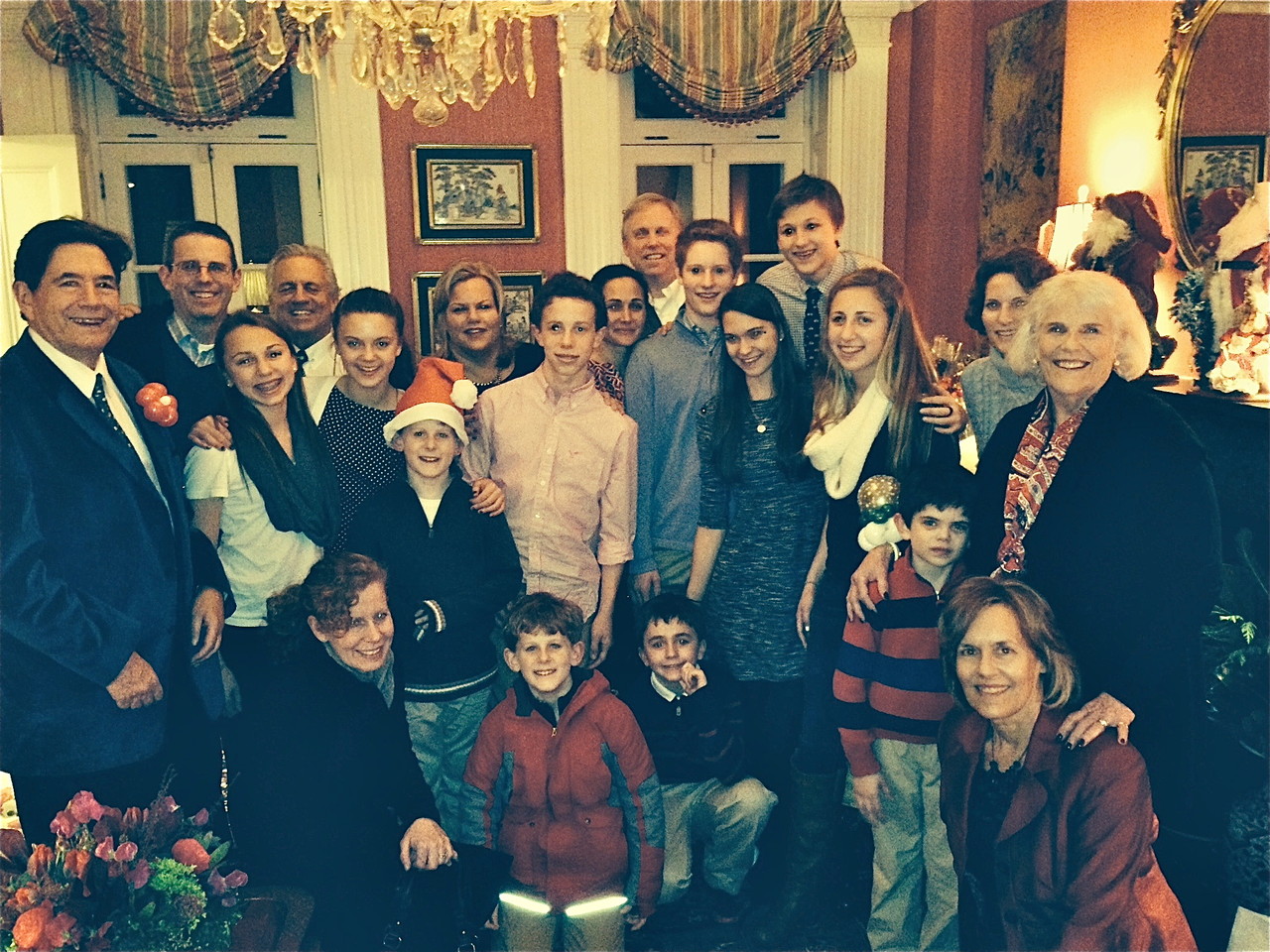 Dec. 20, 2013, Brooklyn. John Wagner, Josh Kagel, Gabby,Stuart Kagel Sr. Kate, Sean, Celeste Gudas, Liam, Allie & Stuart Jr., Noah Kagel, Ellie , Jack, Emma , Lisa , Jane  Kneeling in front:  Julie (Josh's wife); Connor, Stuart III, Sam, & Lorraine Gudas 