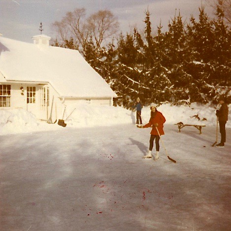 Celeste & John on skating rink at Lockwood Rd. 1970, Al's last rink