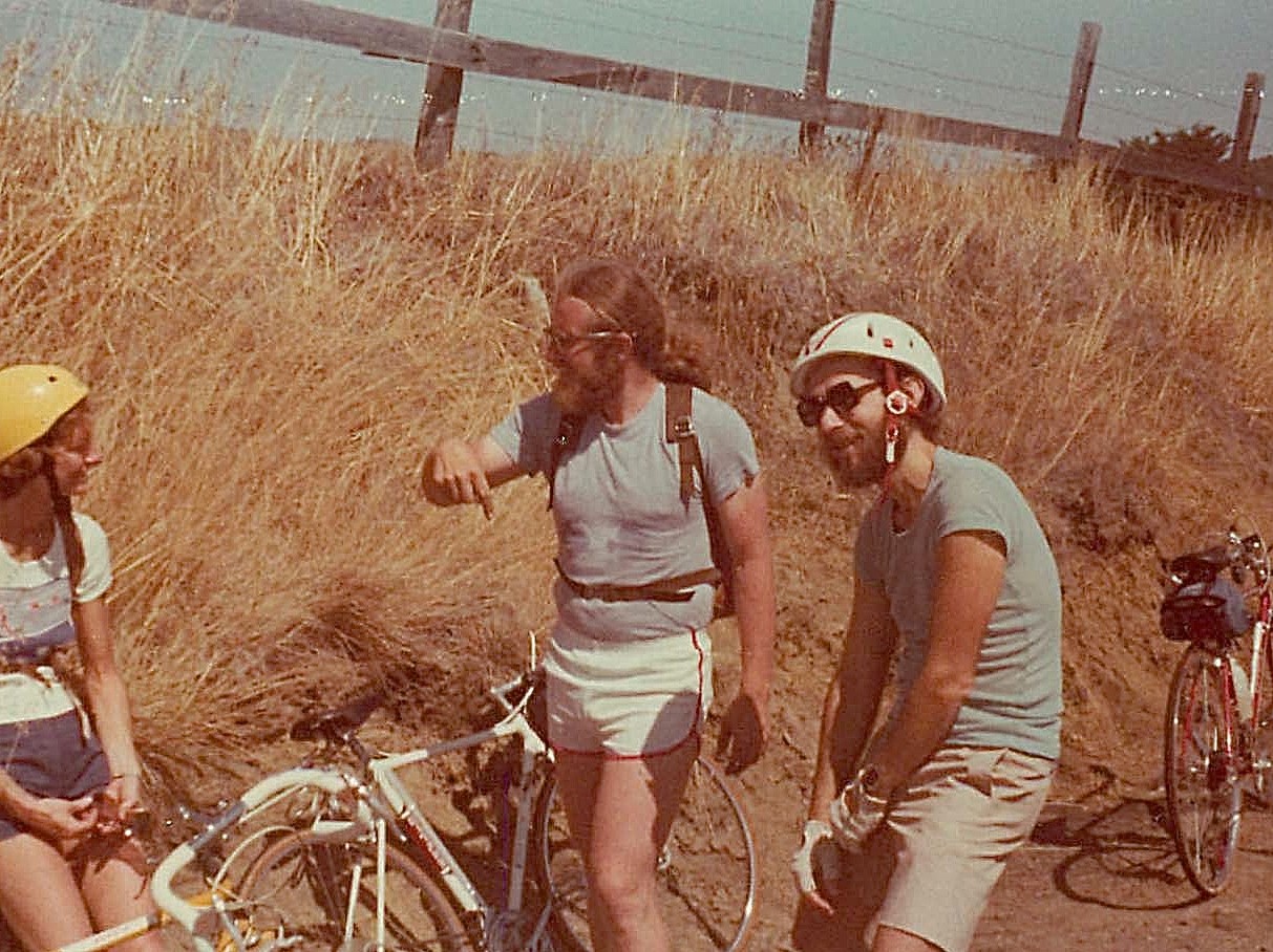 Janet Ring, Bob Bishop, Warren Levinson, Aug. 1977 bike trip