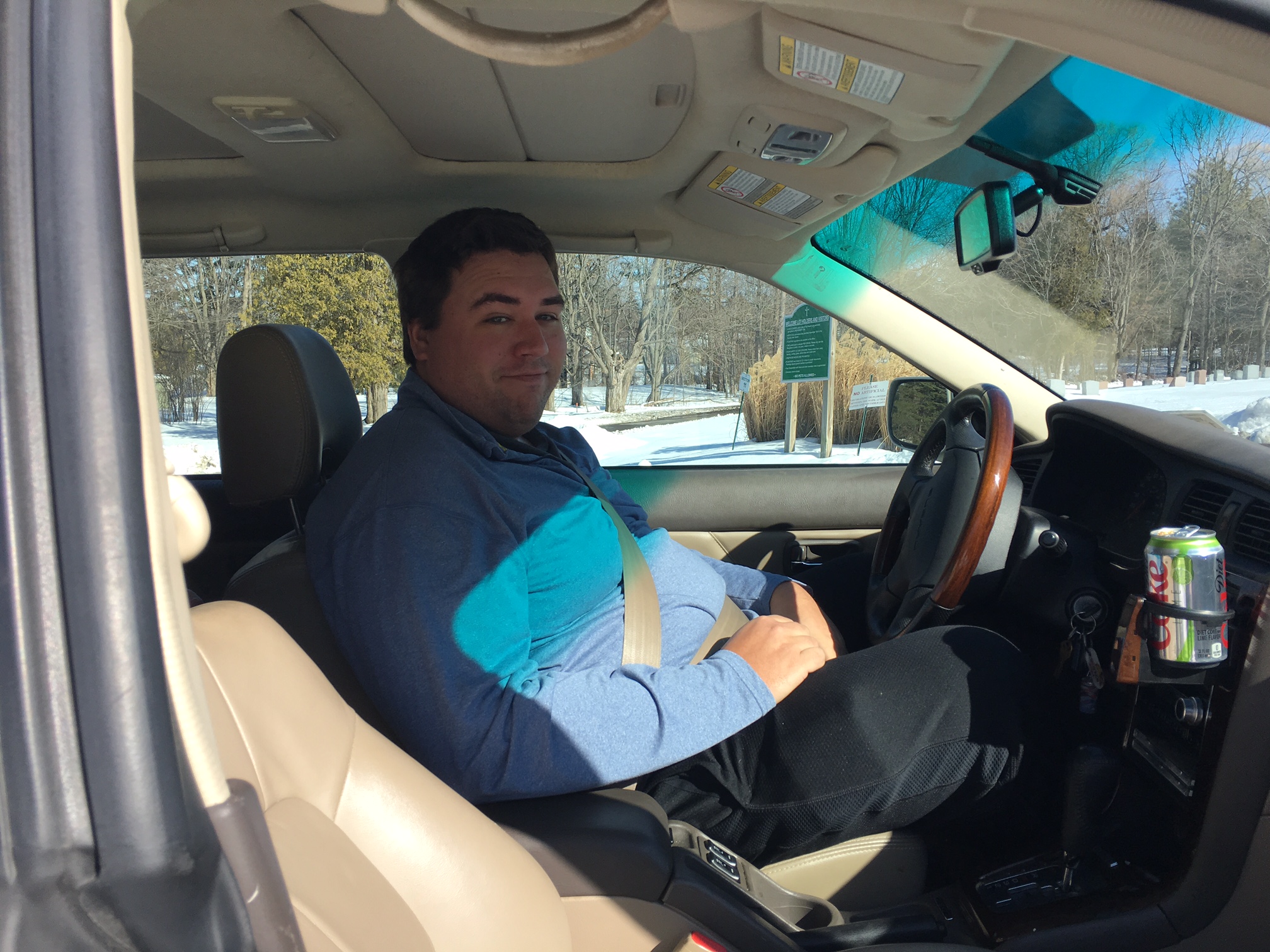 Greg driving in St. Mary's Cemetery, 2-2017