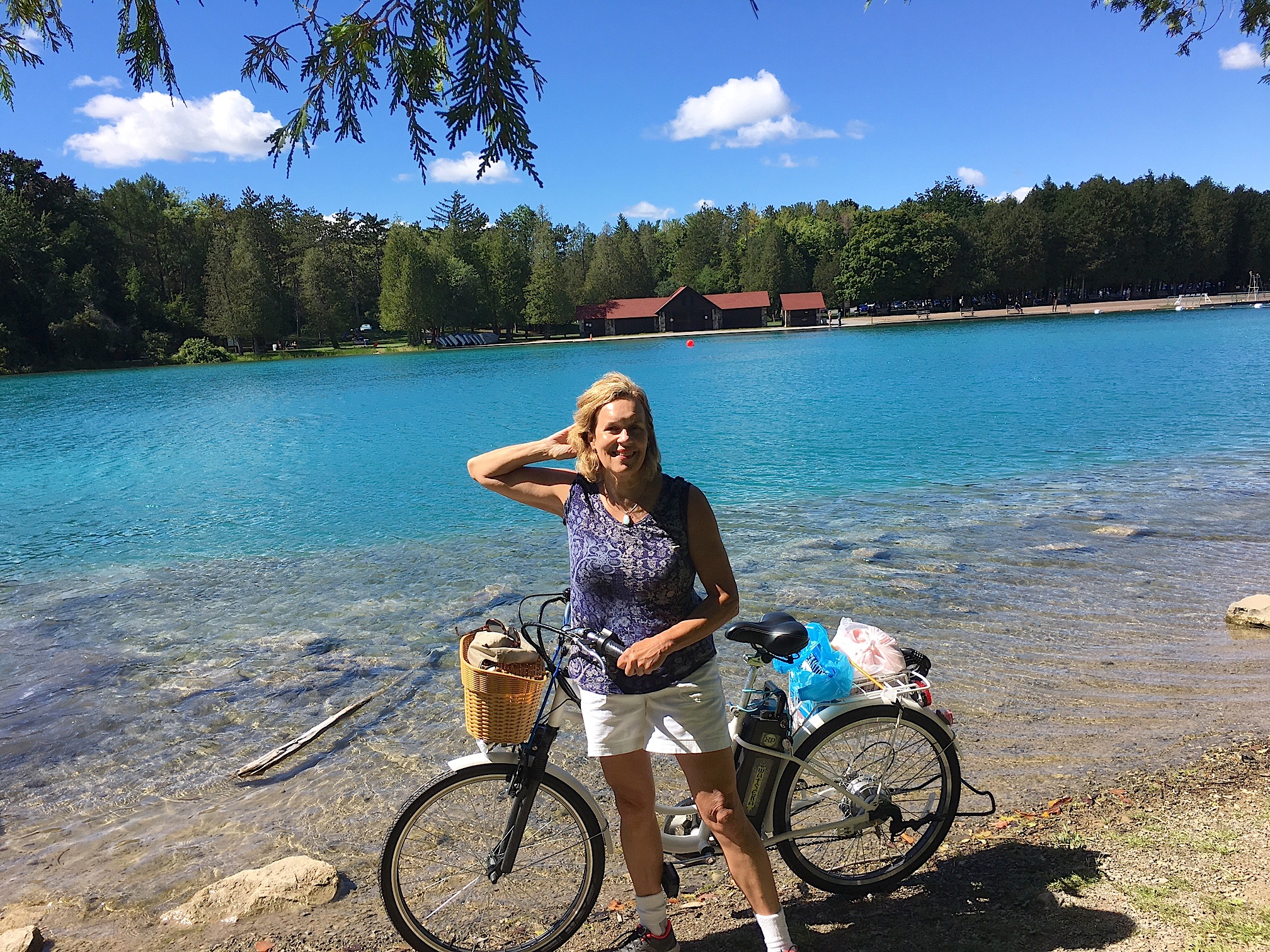 Lorraine biking & swimming at Green Lakes State Park, 9-10-16