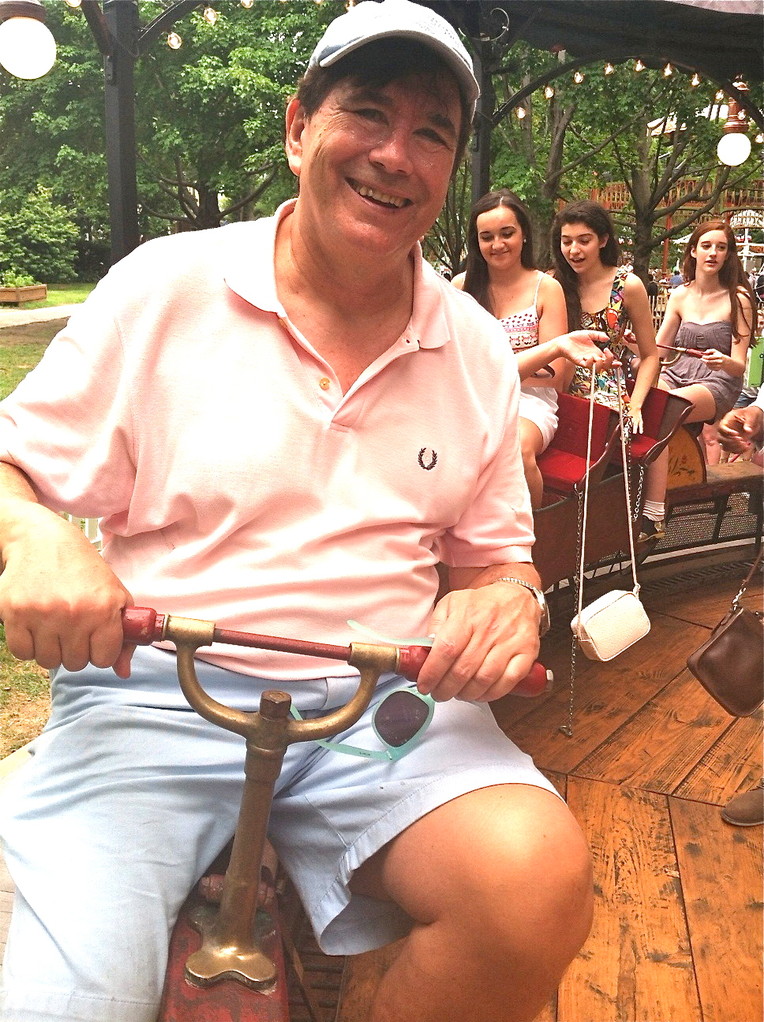 John on antique French ride, Governor's Island, NYC  July 21, 2013