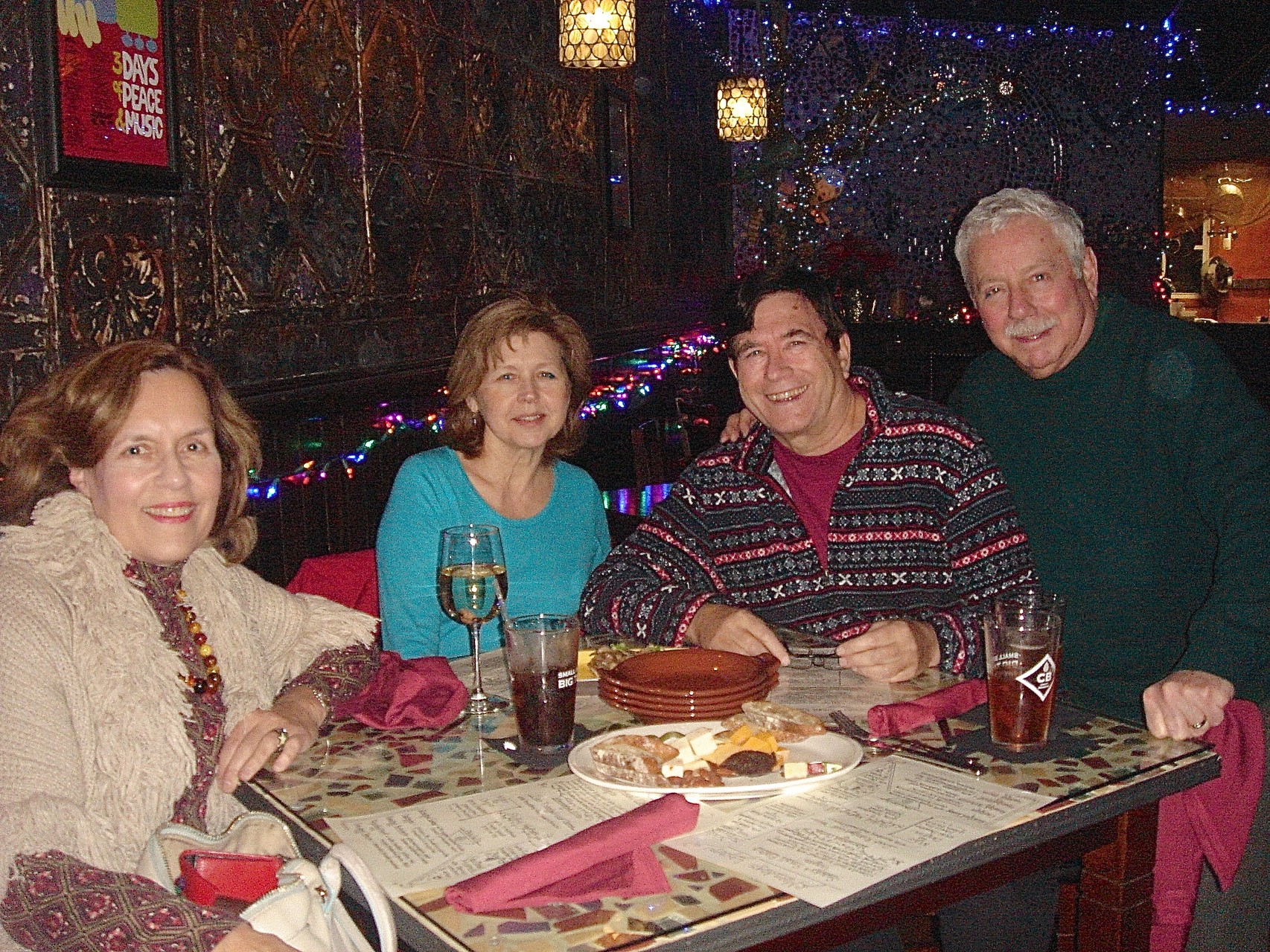 Lorraine, Barbara, John & Don at the Moondog Lounge, Auburn, NY 12-26-15