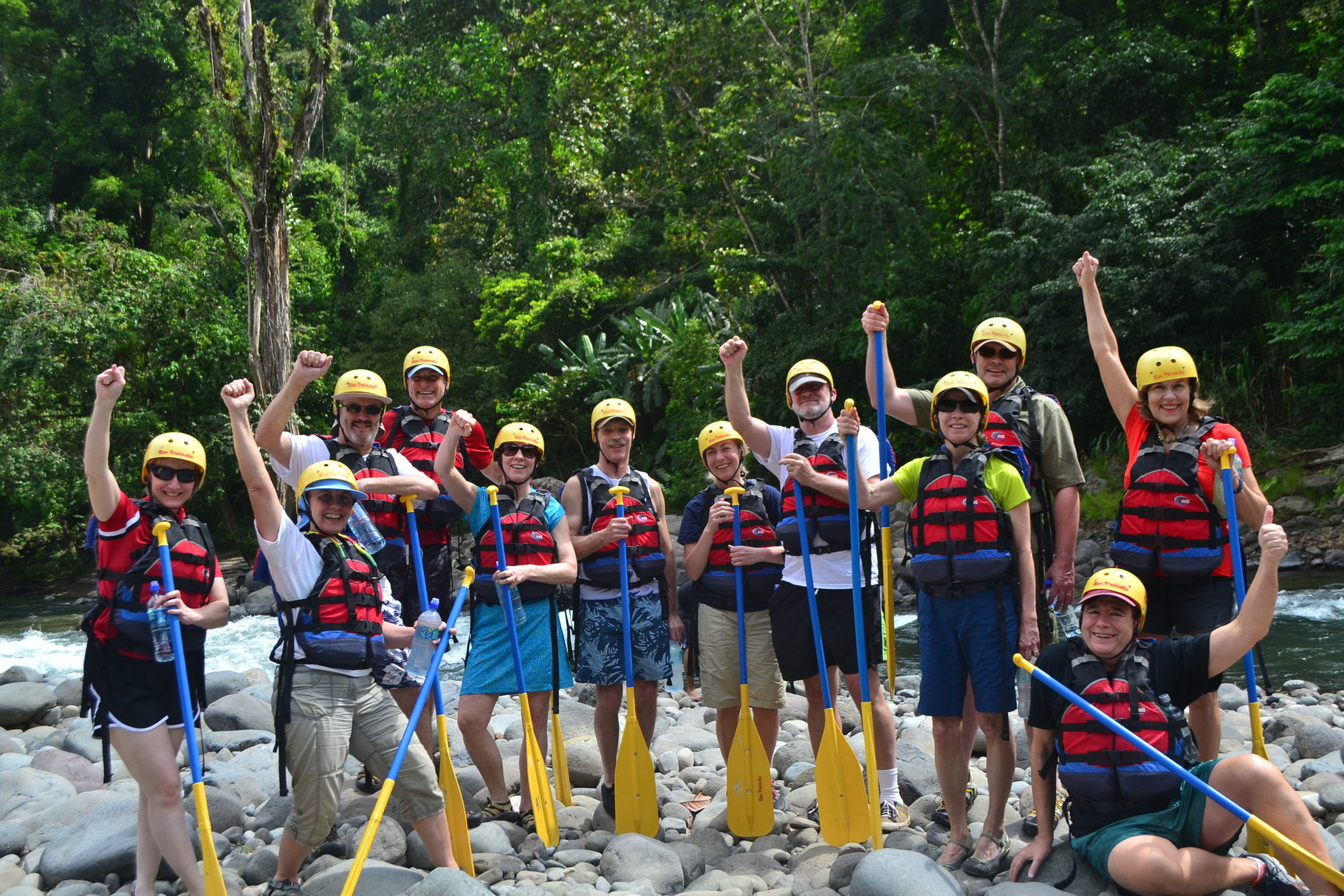 Whitewater rafting on the Pacuare River, Costa Rica, Feb. 4, 2016 Lorraine standing, John sitting far right.