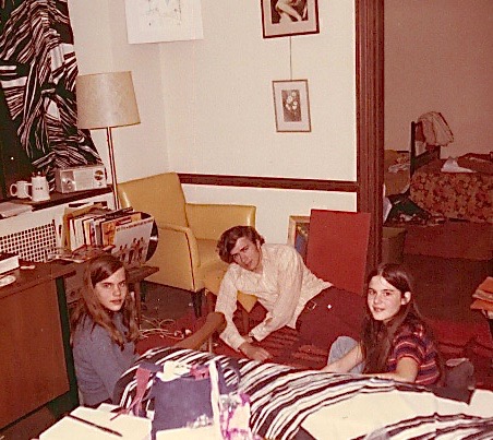 Tori, John, & Celeste in Lorraine & Pat Kitcher's room, Princeton Grad College, 1970