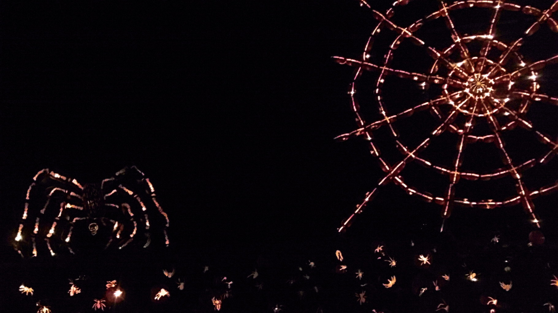 spiders and a web out of pumpkins!