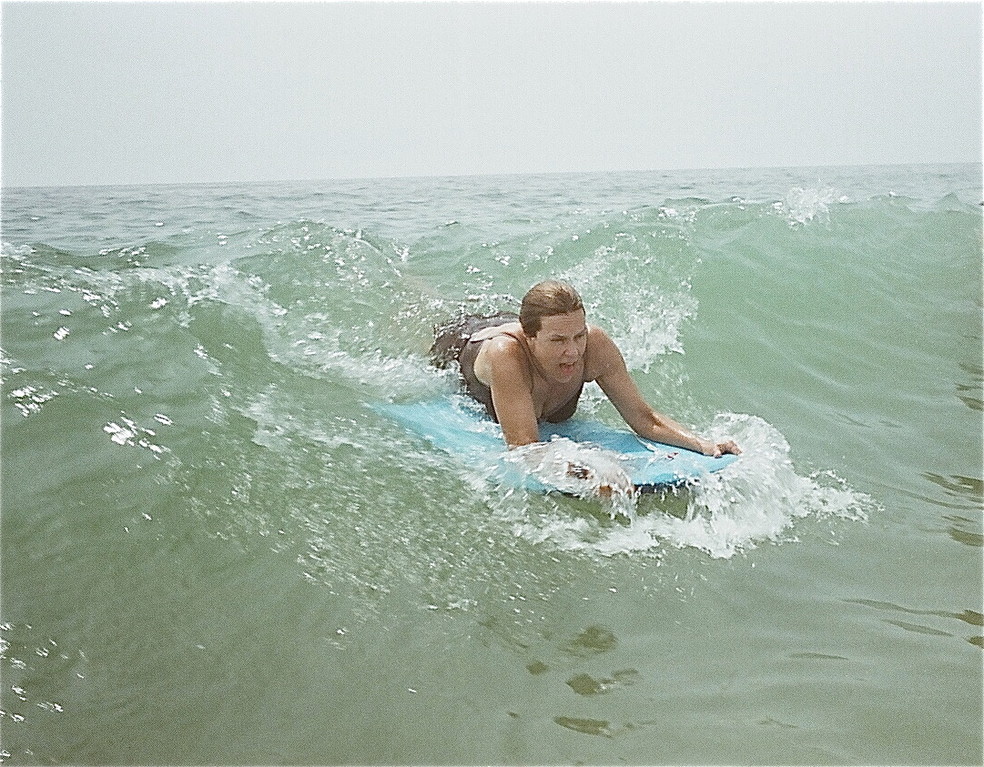 Lorraine catches a wave, Jones Beach, 8-2012