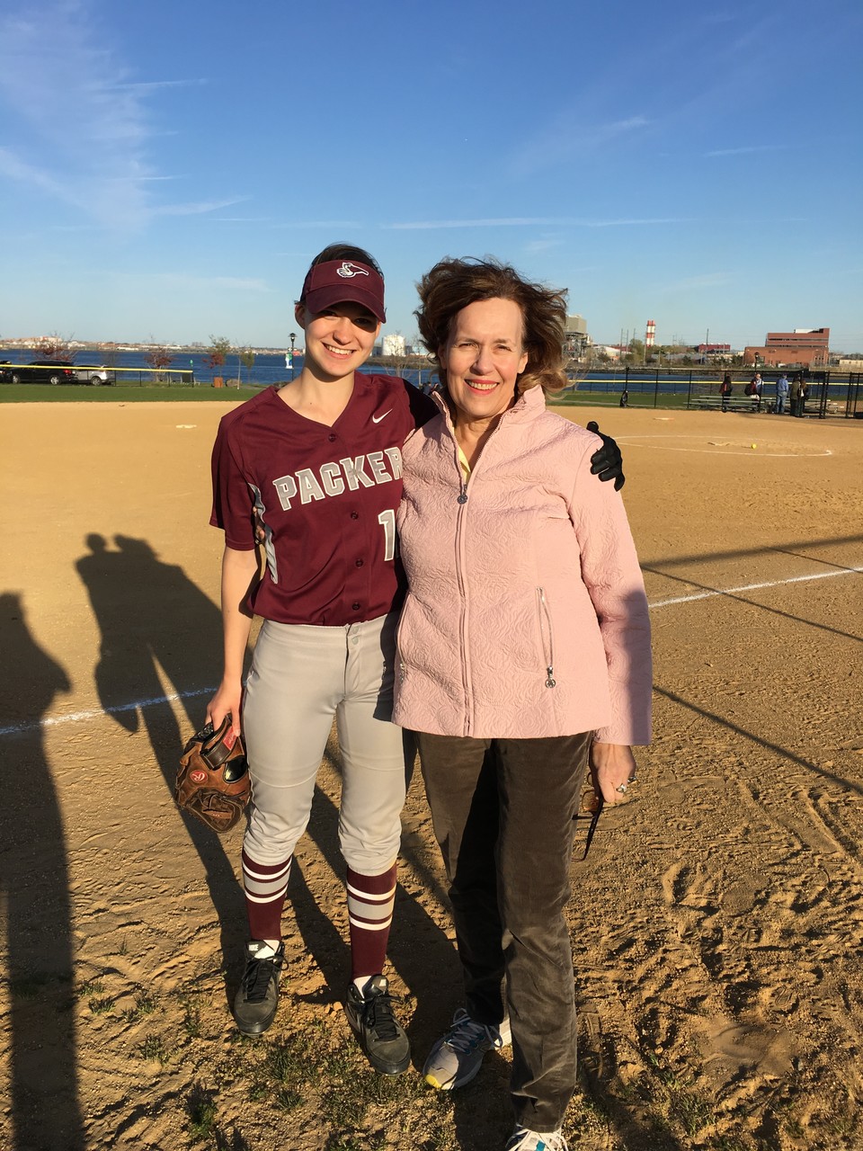 Ellie & Lorraine, April 19, 2016, after Ellie's softball game.