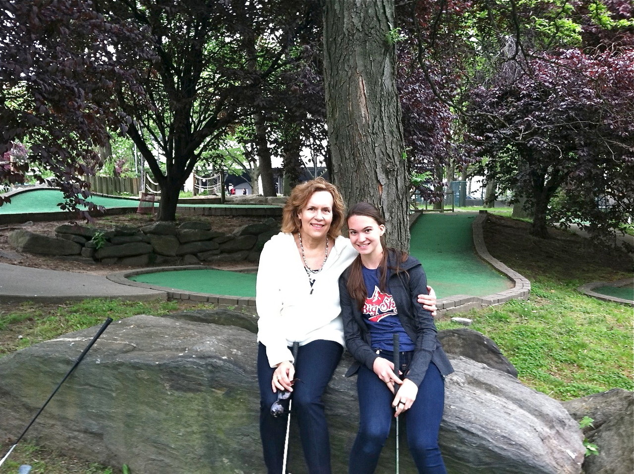 Lorraine & Ellie playing mini-golf, May 18, 2013..