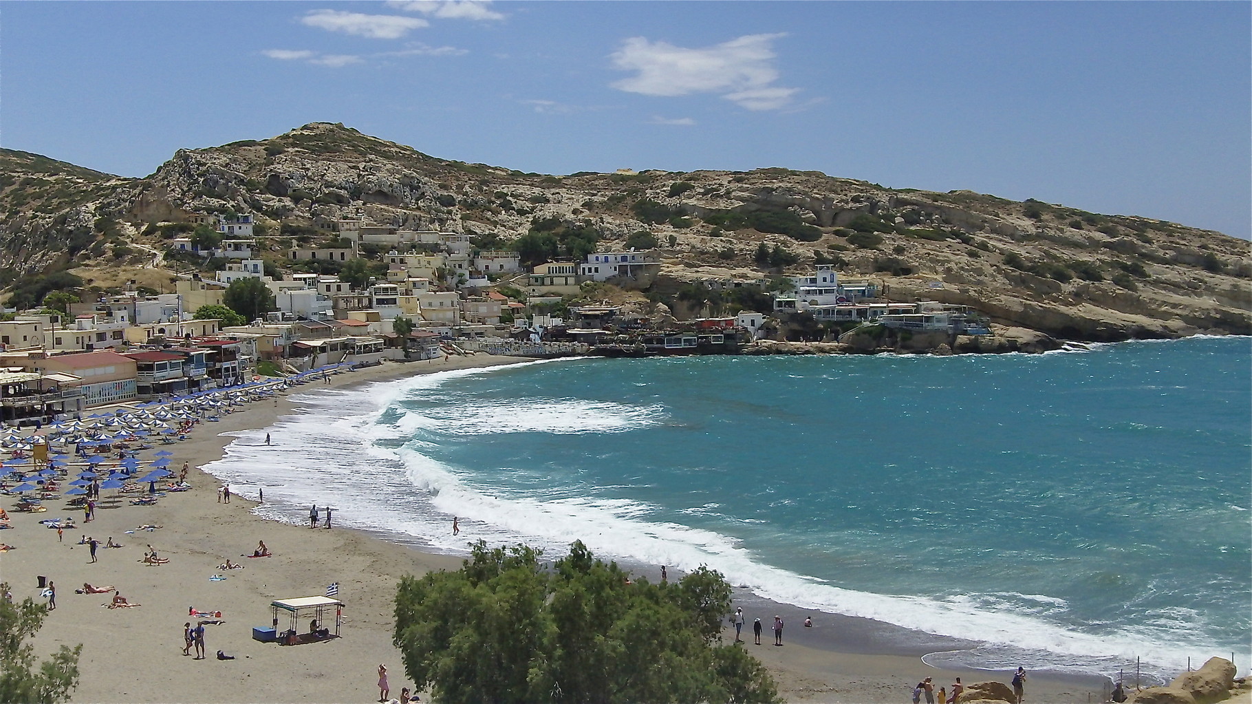 the beach at Matala, Crete, southern coast