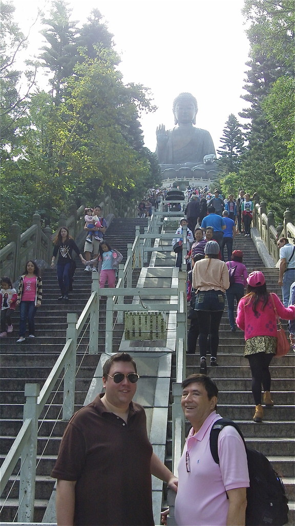 John & Greg climb the ~ 300 steps to the Giant Buddha