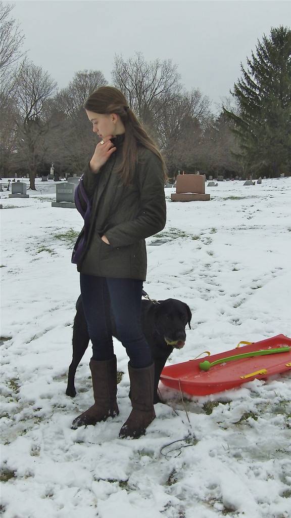 Ellie Kagel at Al Gudas' grave.