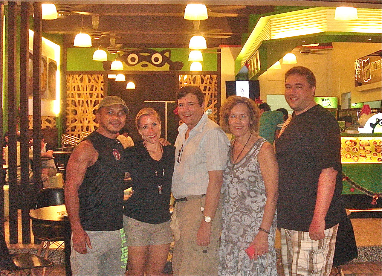 AJ Mansor, Emily, John, Lorraine, & Greg, our last night in Borneo