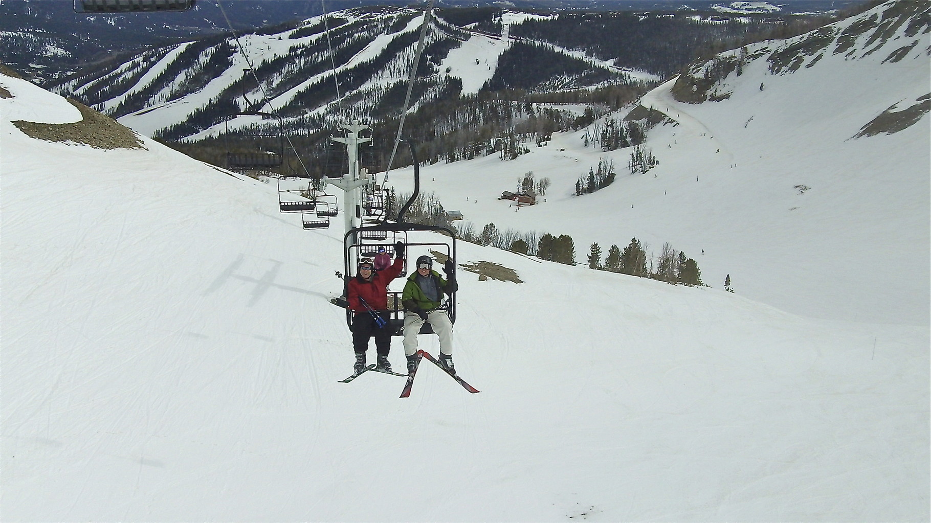 John and Stuart Jr. on the ski lift at Big Sky, Montana