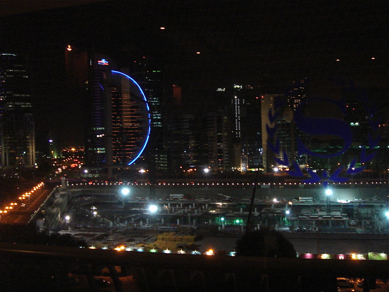 Construction, 10 PM, site of a new carpark and park on top, Doha