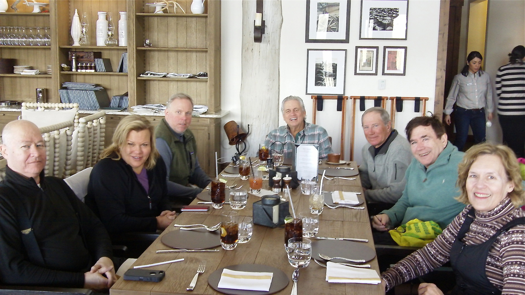 Jack Donohue, Celeste, Stuart Jr., Stuart Sr., Dick Fast, John Wagner, & Lorraine Gudas at lunch Spanish Peaks clubhouse