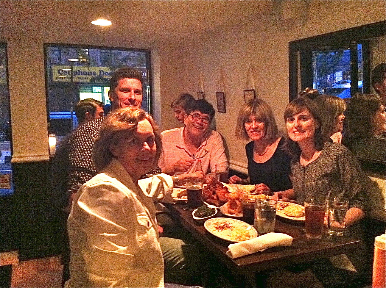 Lorraine, Patrick, John, Nancy, Anna at dinner, Alphabet City, NYC 6-14