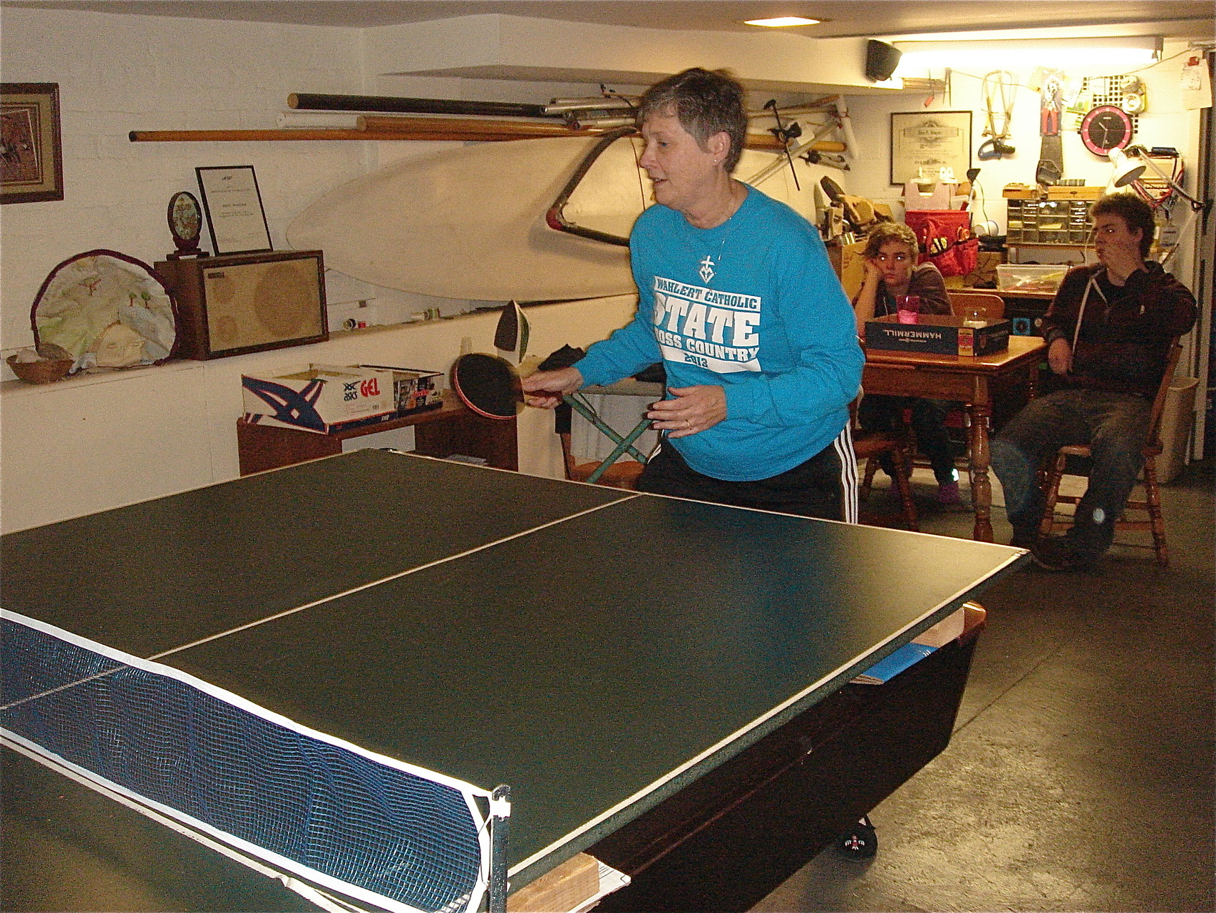 Cindy Wagner plays ping pong...