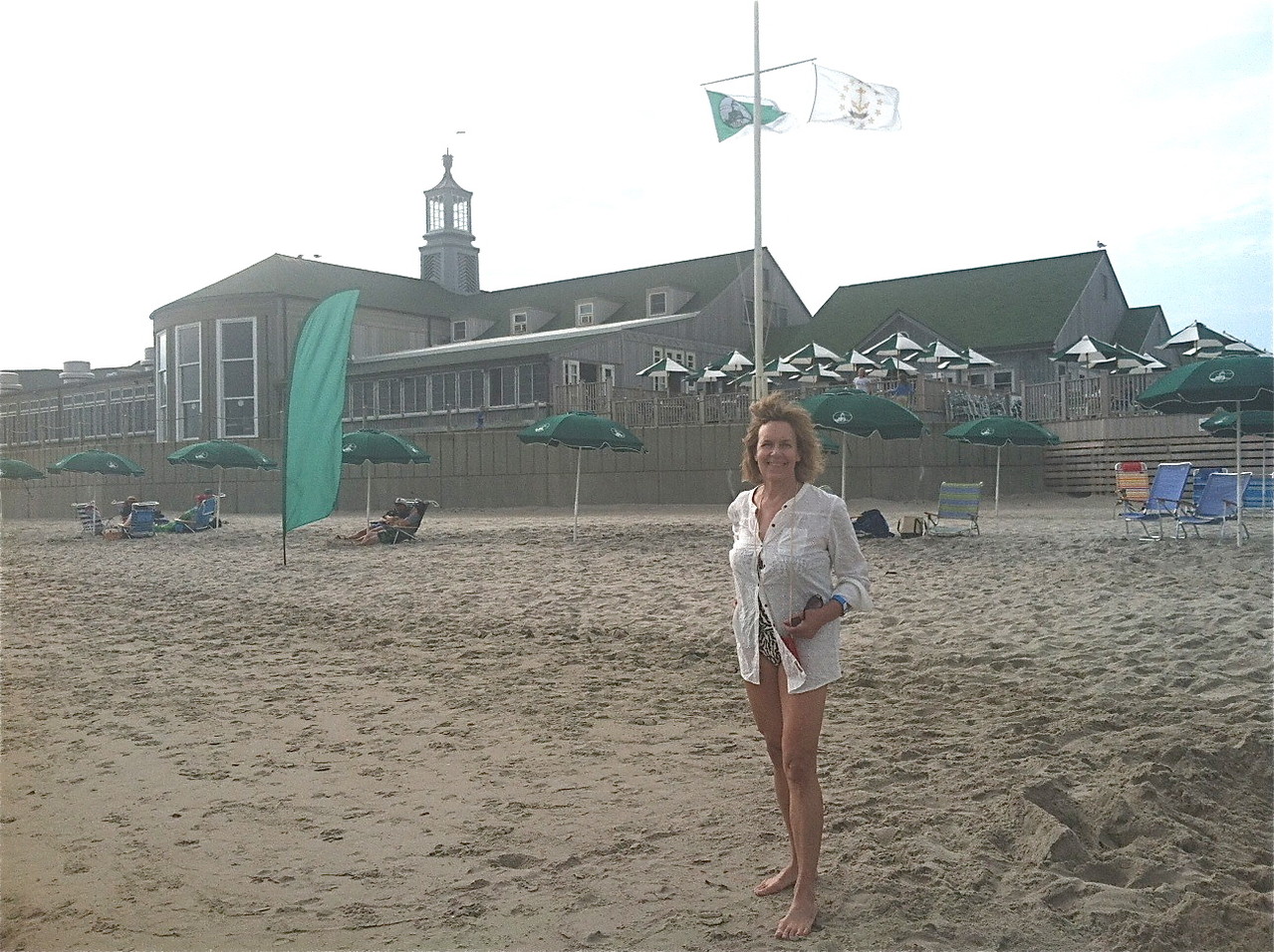 Lorraine in front of the Dunes Club, Narragansett Beach, 2013