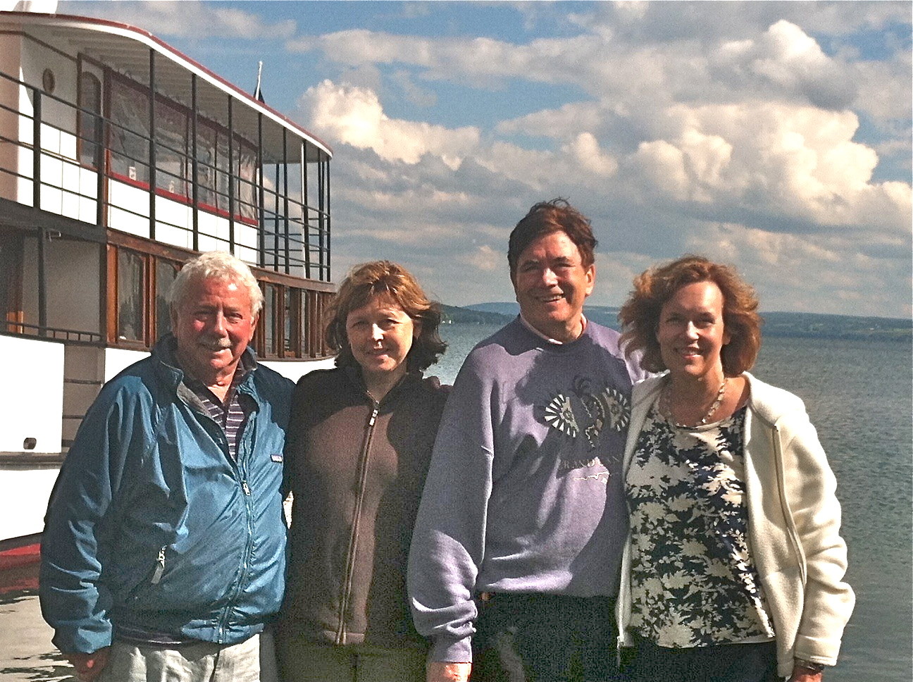  Aug. 2014: Don Fischman, Barbara Lohse, John & Lorraine in town, Skaneateles Lake