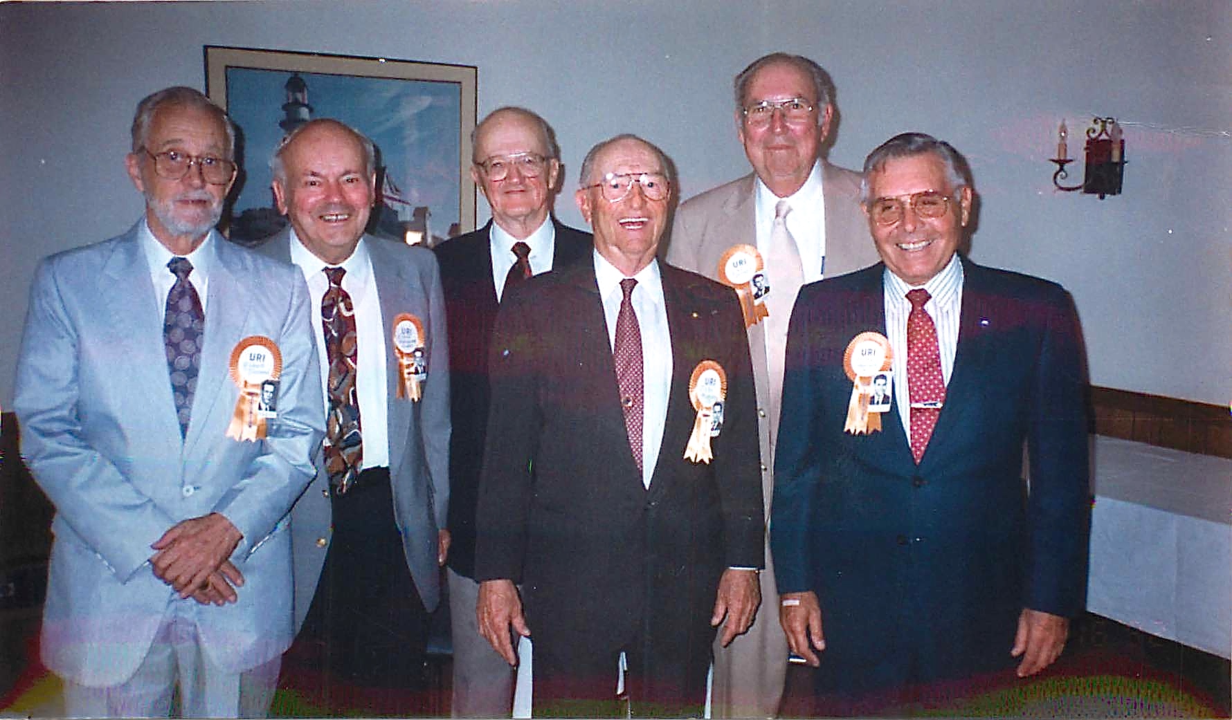 1992 Albert Gudas 50th URI Reunion  Bob Townend, Albert Gudas, Bob Gammons, John Mahoney, Earl Sparks, Hike Hedison