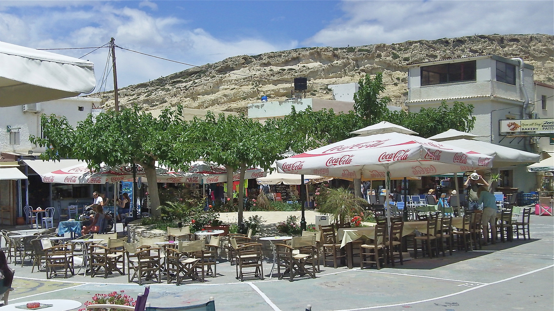 town square, Matala, Crete