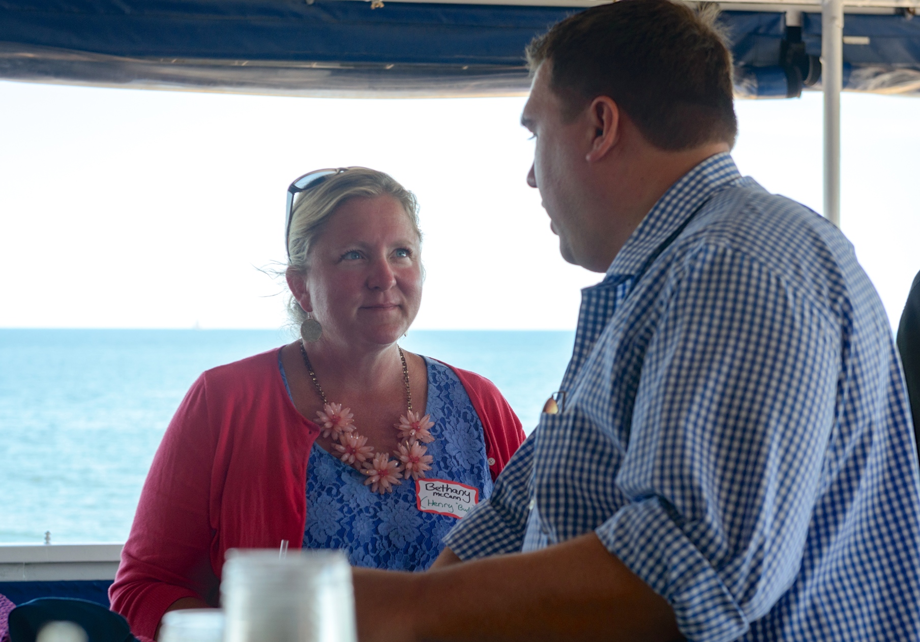 Bethany (Mike's wife) talks to Greg Wagner, Lorraine's son