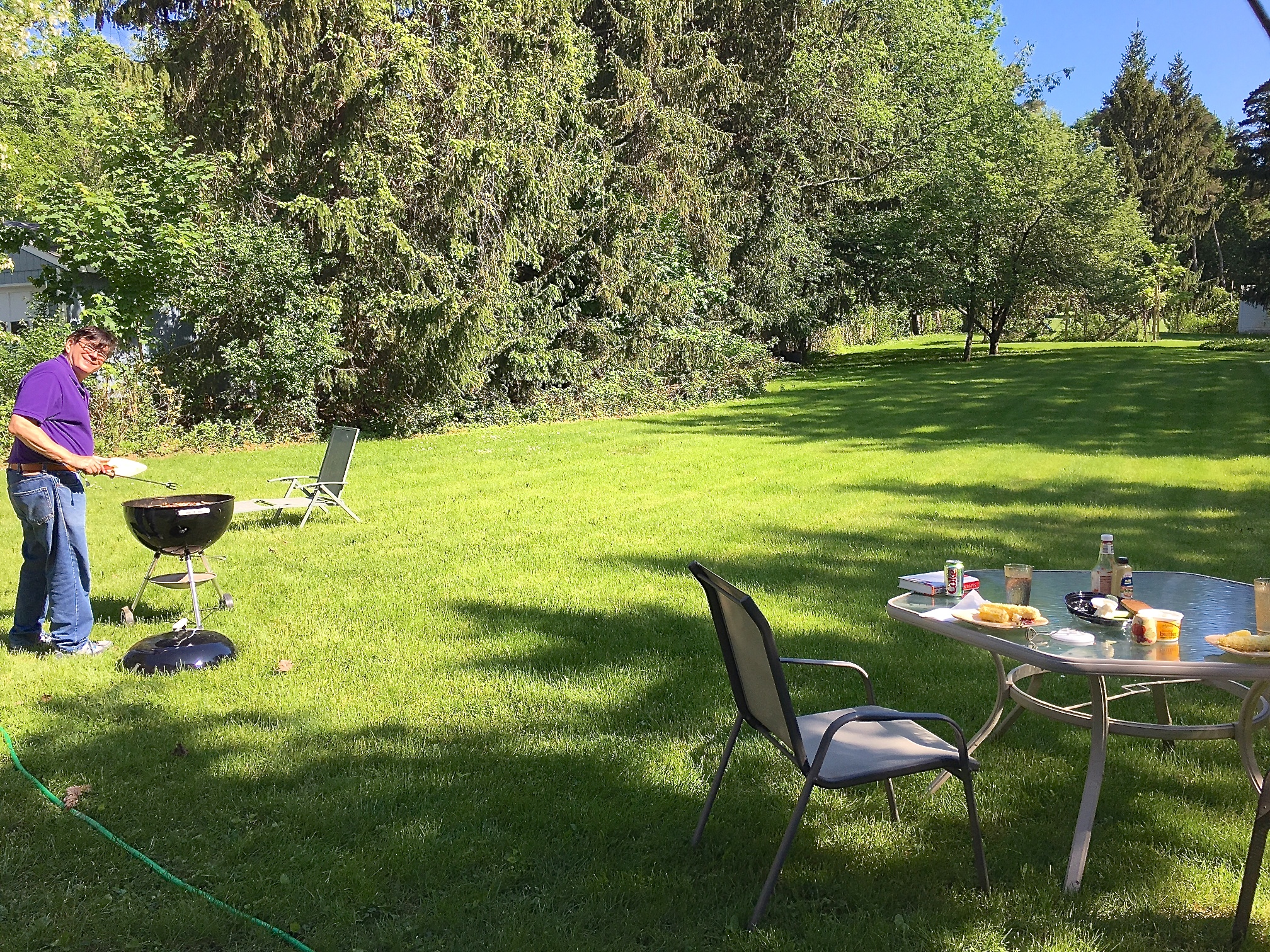 John grilling in Syracuse, NY, Memorial Day, 2017