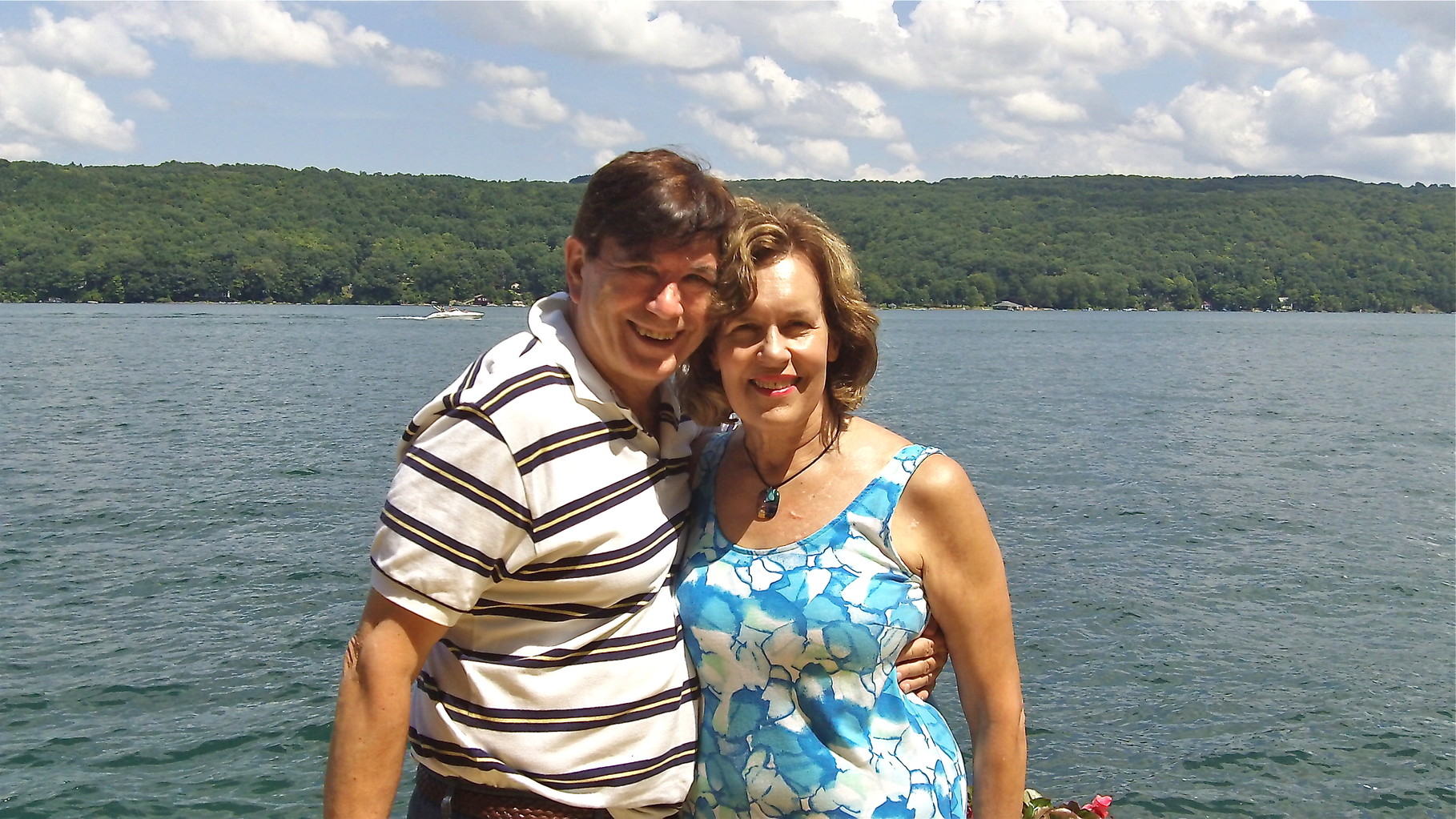 Lorraine & John on dock at Skaneateles, August, 2014