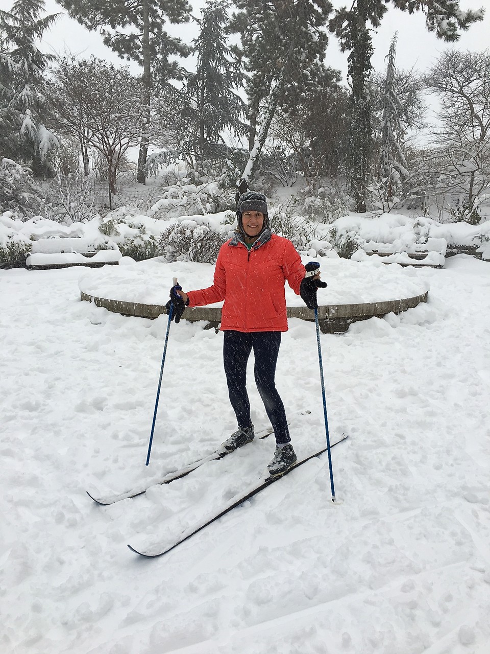 Lorraine skiing in Carl Schurz Park