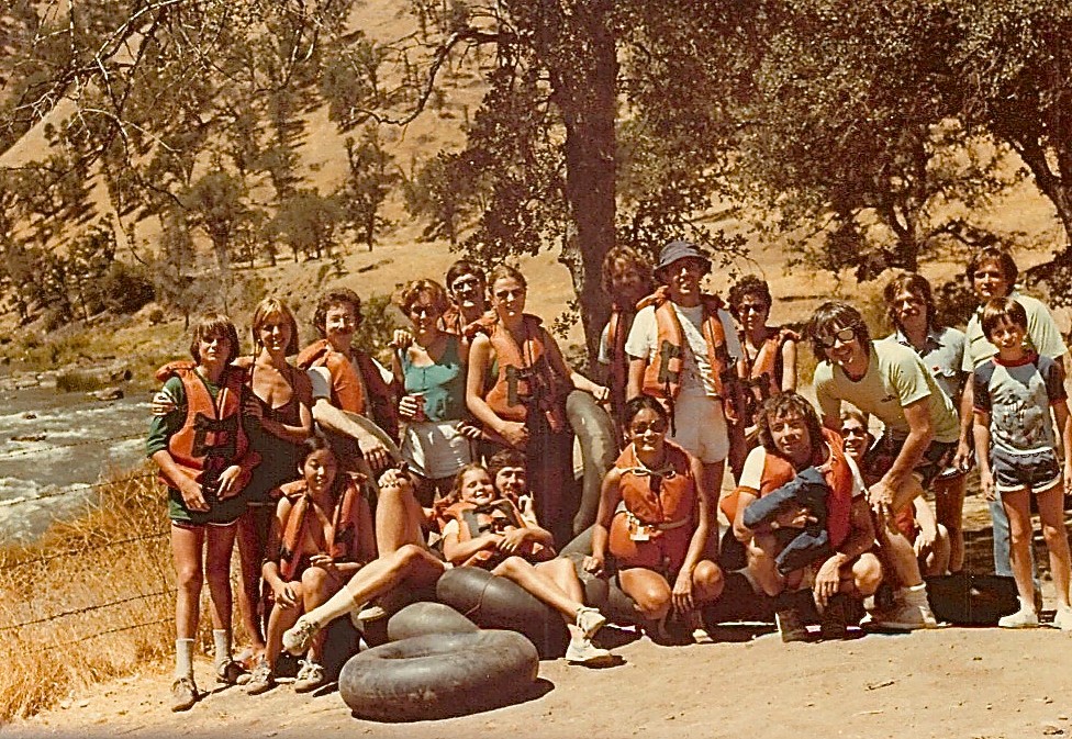 Tubing Trip, Cache River, 1979: Front: Harriet, Gillian, John Wagner, Mary Ho, Sean, Mary Ann. Standing: Dave, Shirley, Guy, Lorrain, Tim Harrison, ?, Buddy, Manuel Buchwald, Barbara L., Dave Martin, Steve Carlson, Art Ammann & his son.