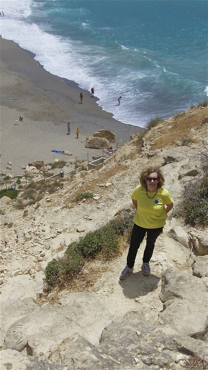 Lorraine at the caves of Matala; Joni Mitchell lived in these caves in the 1960s/70s