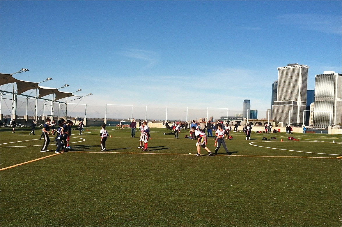 Jack Kagel, 12, playing flag football, October, 2013