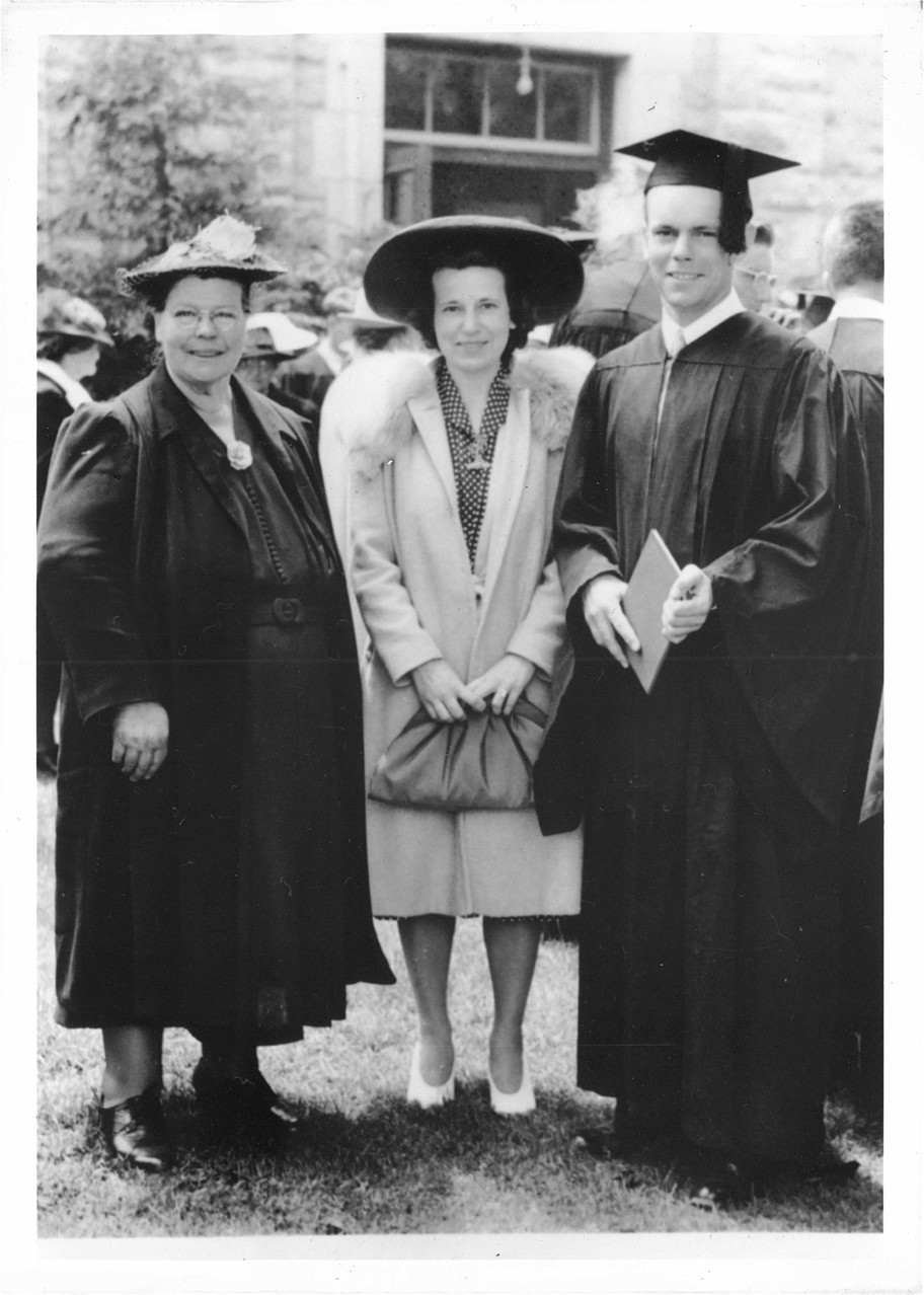 Helen (Al's mom), Mae (Al's sister) & Albert Gudas, graduation from Univ. of Rhode Island, Electrical Engineering, 1942