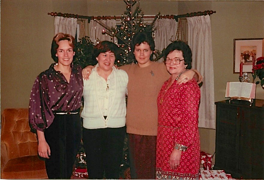 Lorraine, Eleanor, & Celeste Gudas, and Mayme Baldyga Xmas 1979