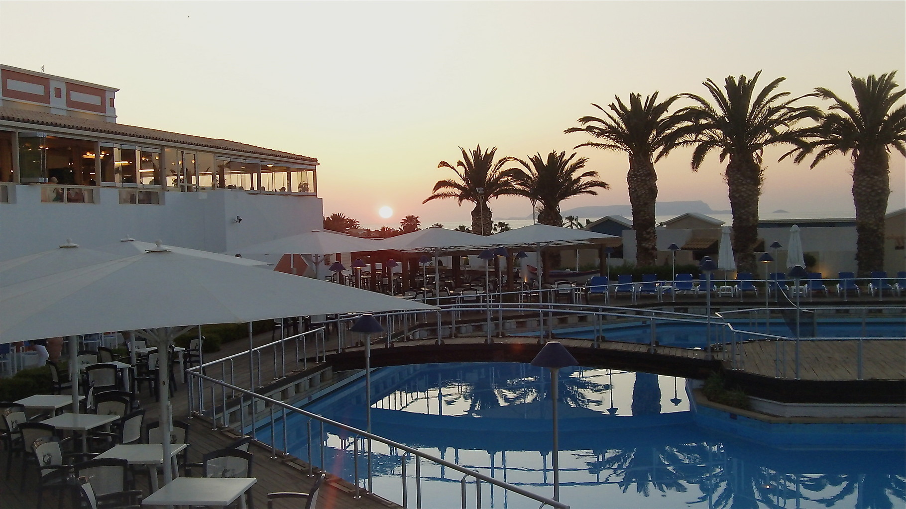 Sunset at the hotel in Crete.