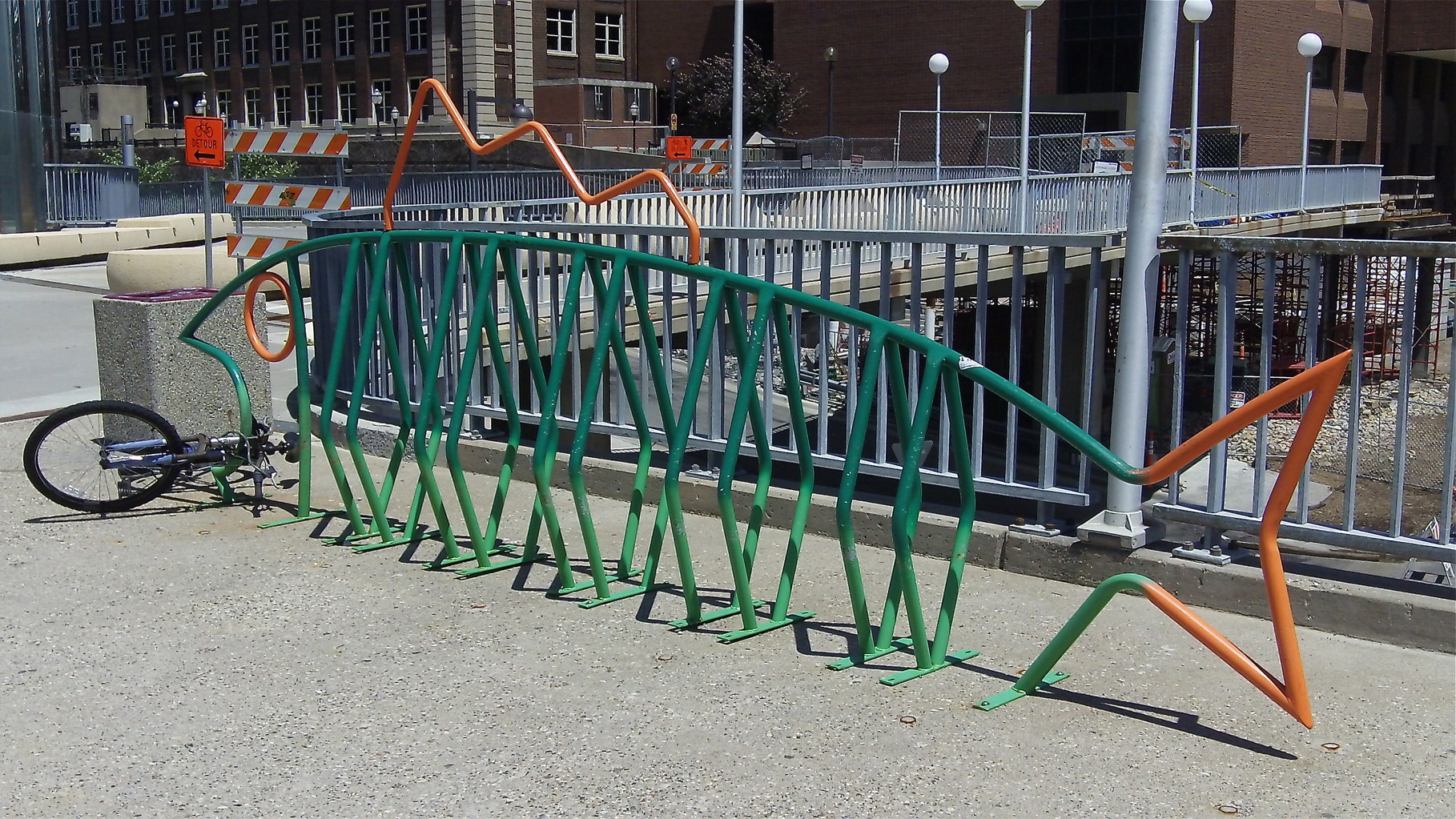 Bike rack on the campus.